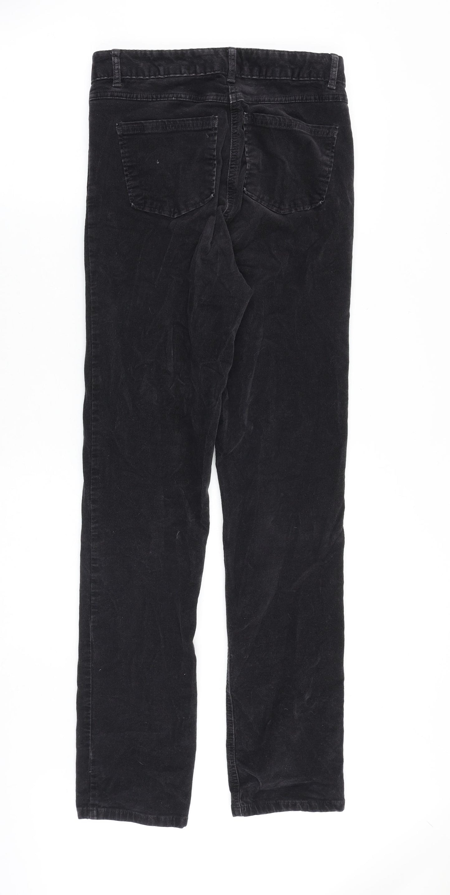 Marks and Spencer Womens Black Cotton Trousers Size 6 Regular Zip