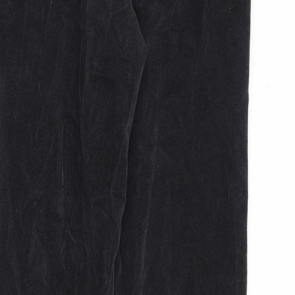 Marks and Spencer Womens Black Cotton Trousers Size 6 Regular Zip
