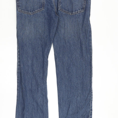 Marks and Spencer Mens Blue Cotton Straight Jeans Size 32 in Regular Zip