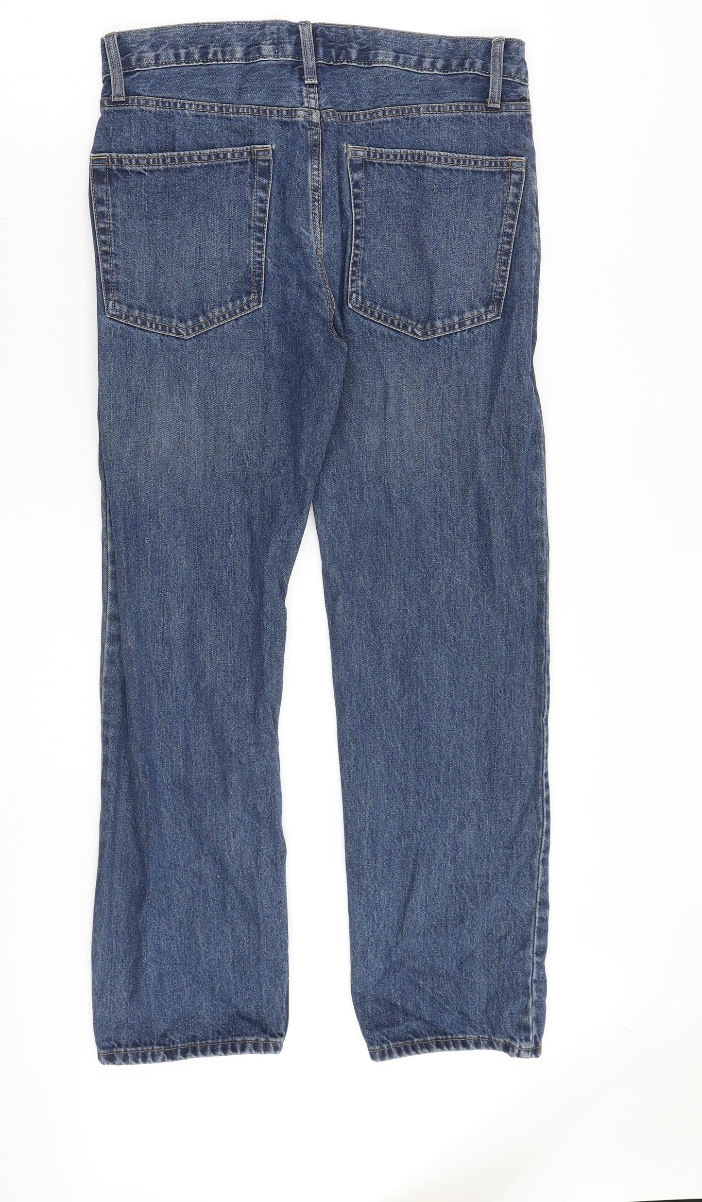 Marks and Spencer Mens Blue Cotton Straight Jeans Size 32 in Regular Zip