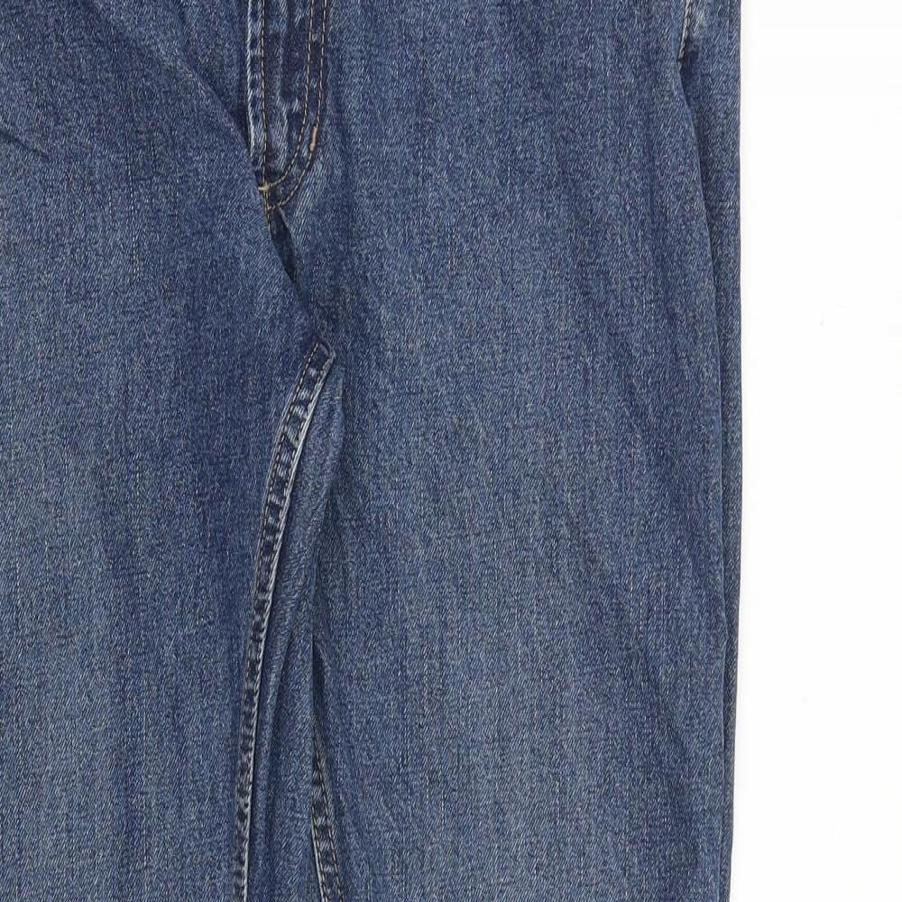 Marks and Spencer Mens Blue Cotton Straight Jeans Size 32 in Regular Zip