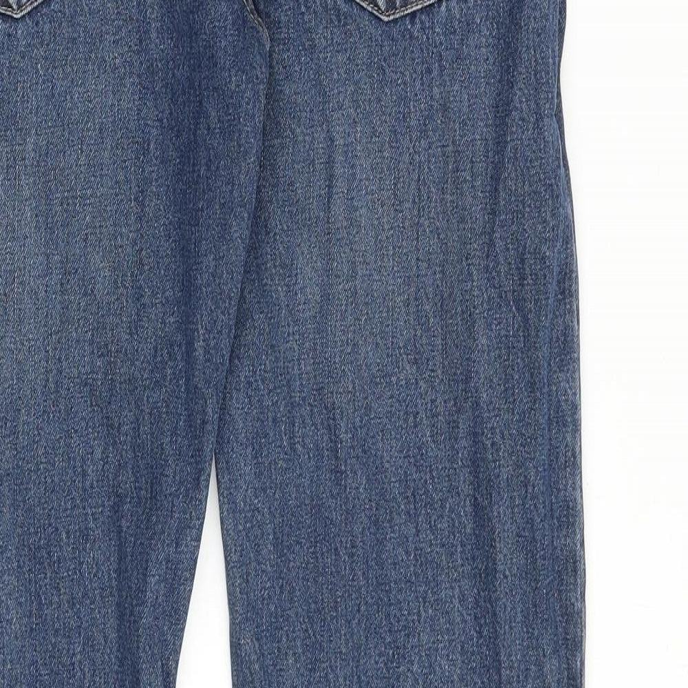 Marks and Spencer Mens Blue Cotton Straight Jeans Size 32 in Regular Zip