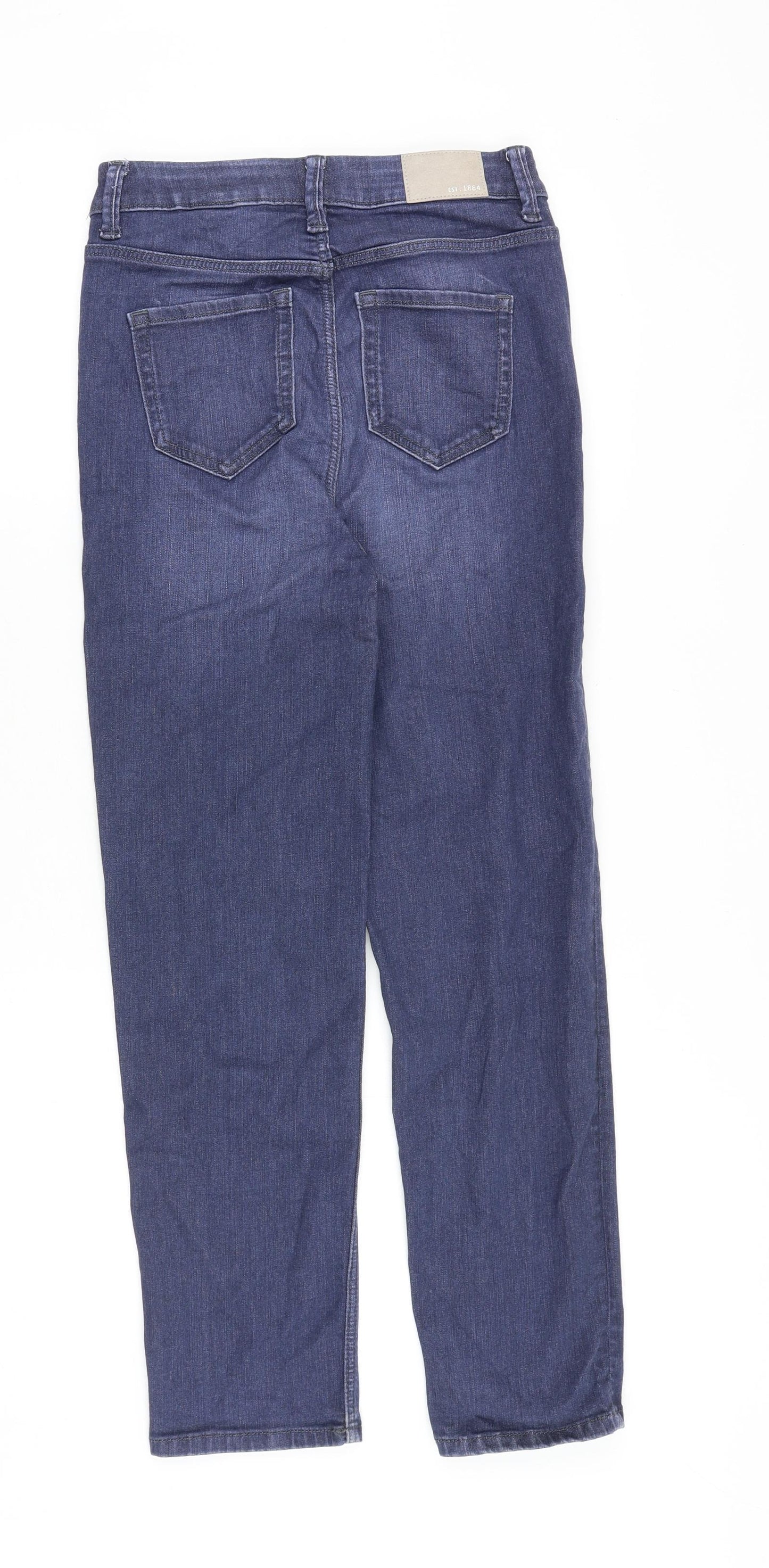 Marks and Spencer Womens Blue Cotton Straight Jeans Size 8 Regular Zip