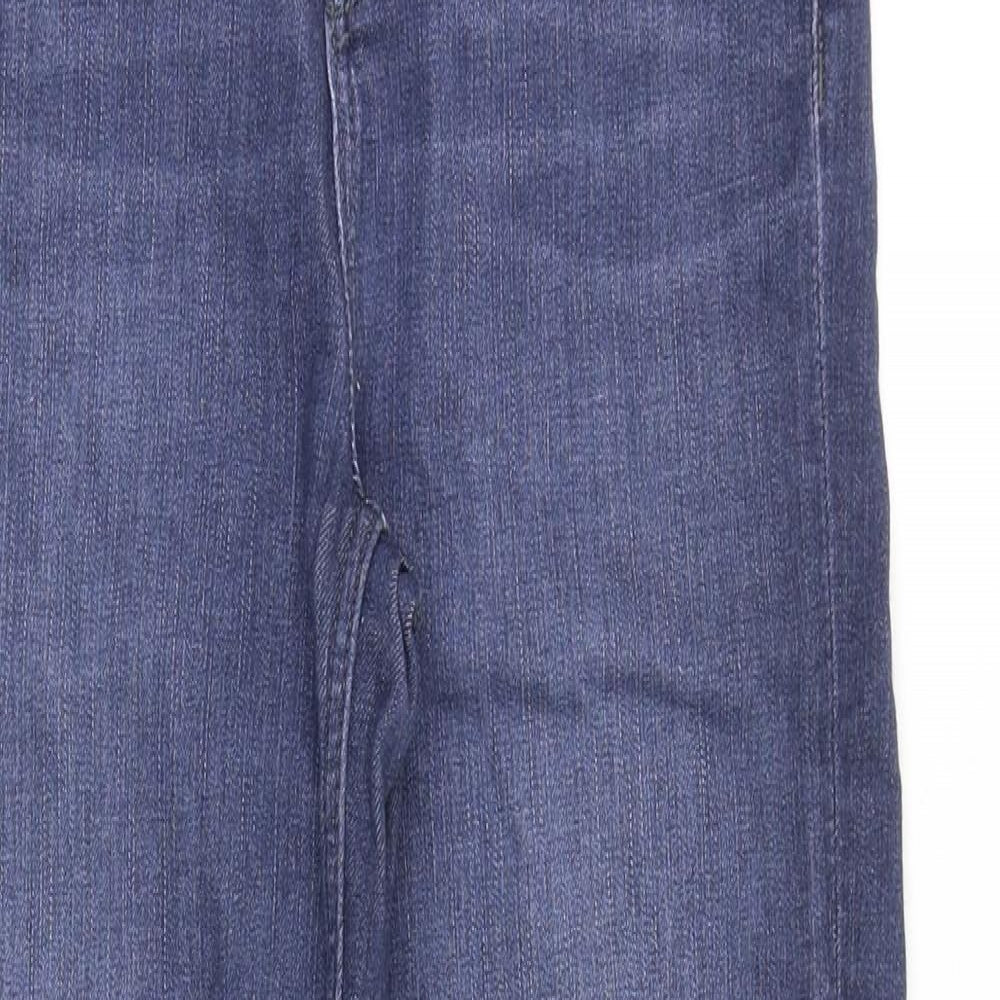 Marks and Spencer Womens Blue Cotton Straight Jeans Size 8 Regular Zip