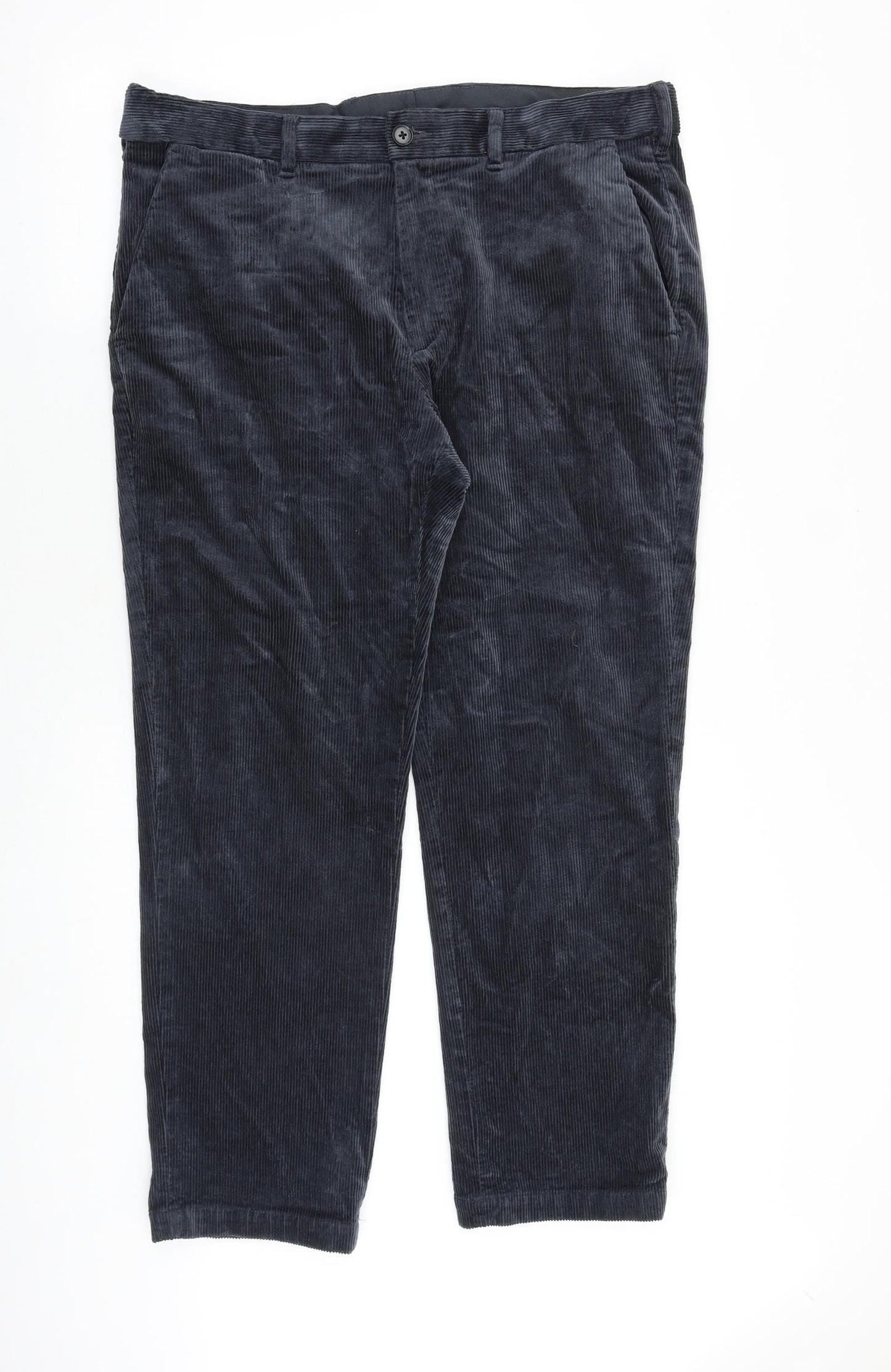 Marks and Spencer Mens Blue Cotton Trousers Size 36 in Regular Zip