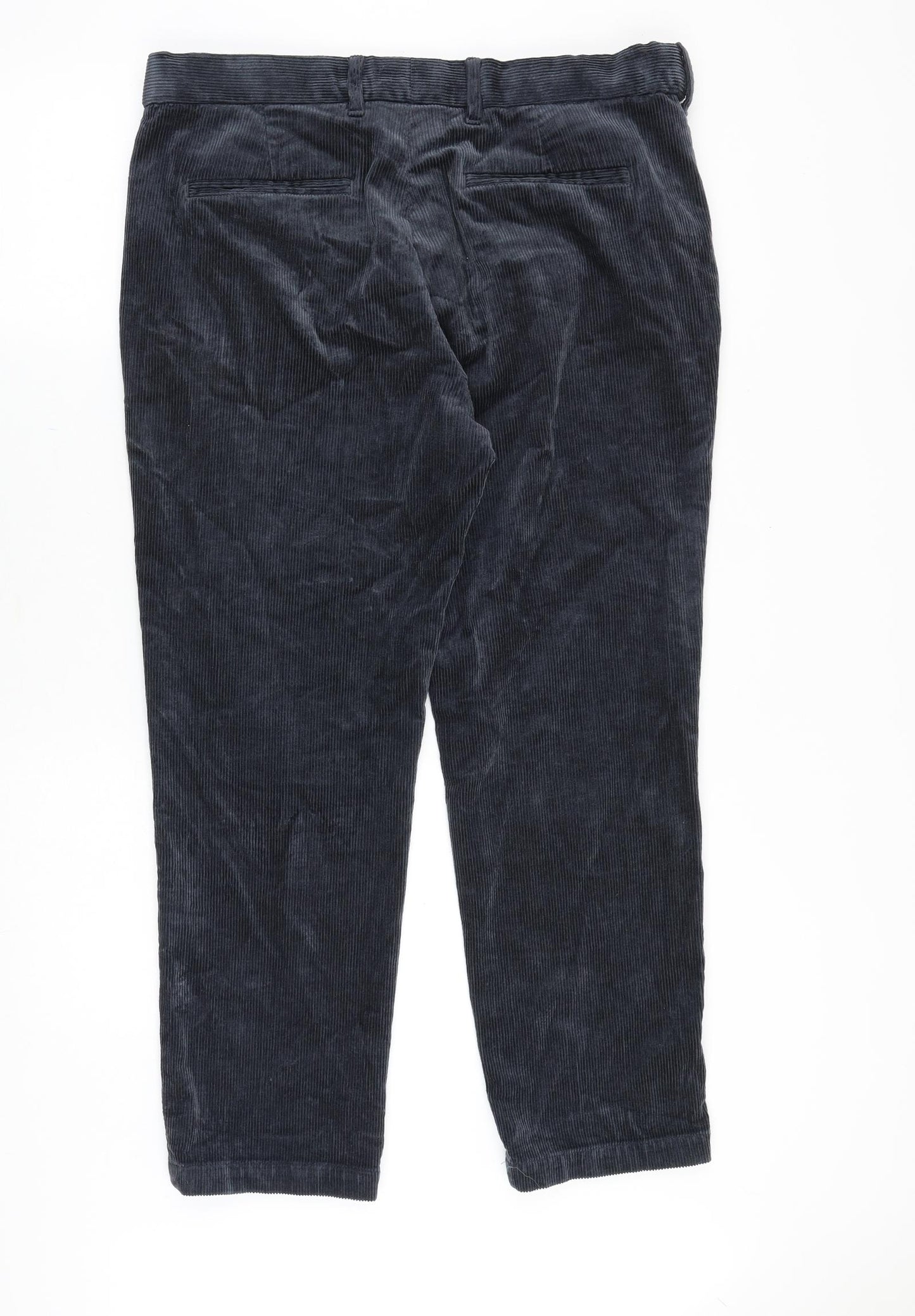 Marks and Spencer Mens Blue Cotton Trousers Size 36 in Regular Zip