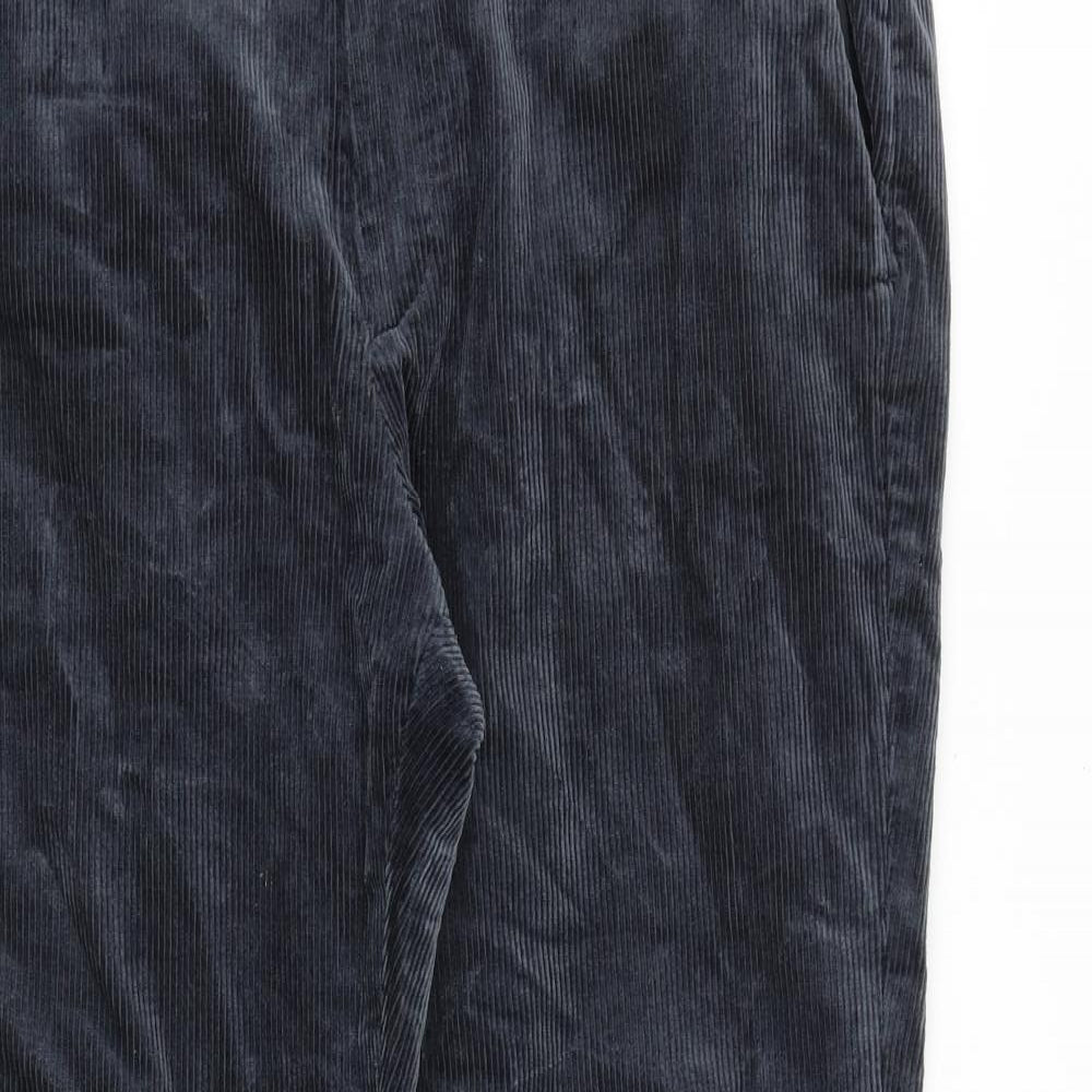 Marks and Spencer Mens Blue Cotton Trousers Size 36 in Regular Zip