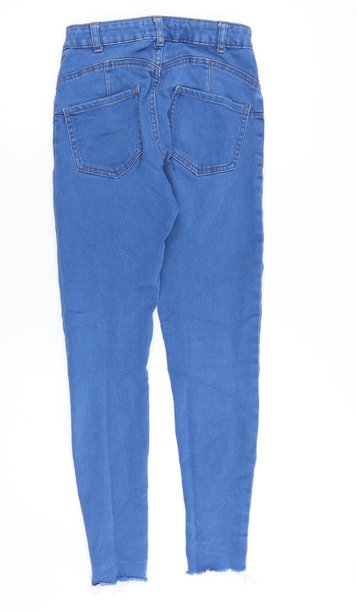 Denim & Co. Womens Blue Cotton Skinny Jeans Size 8 Slim Zip - Distressed Hems