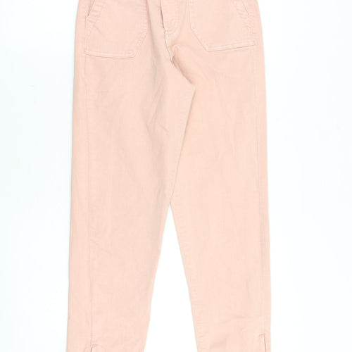 Marks and Spencer Womens Pink Cotton Tapered Jeans Size 6 Regular Zip