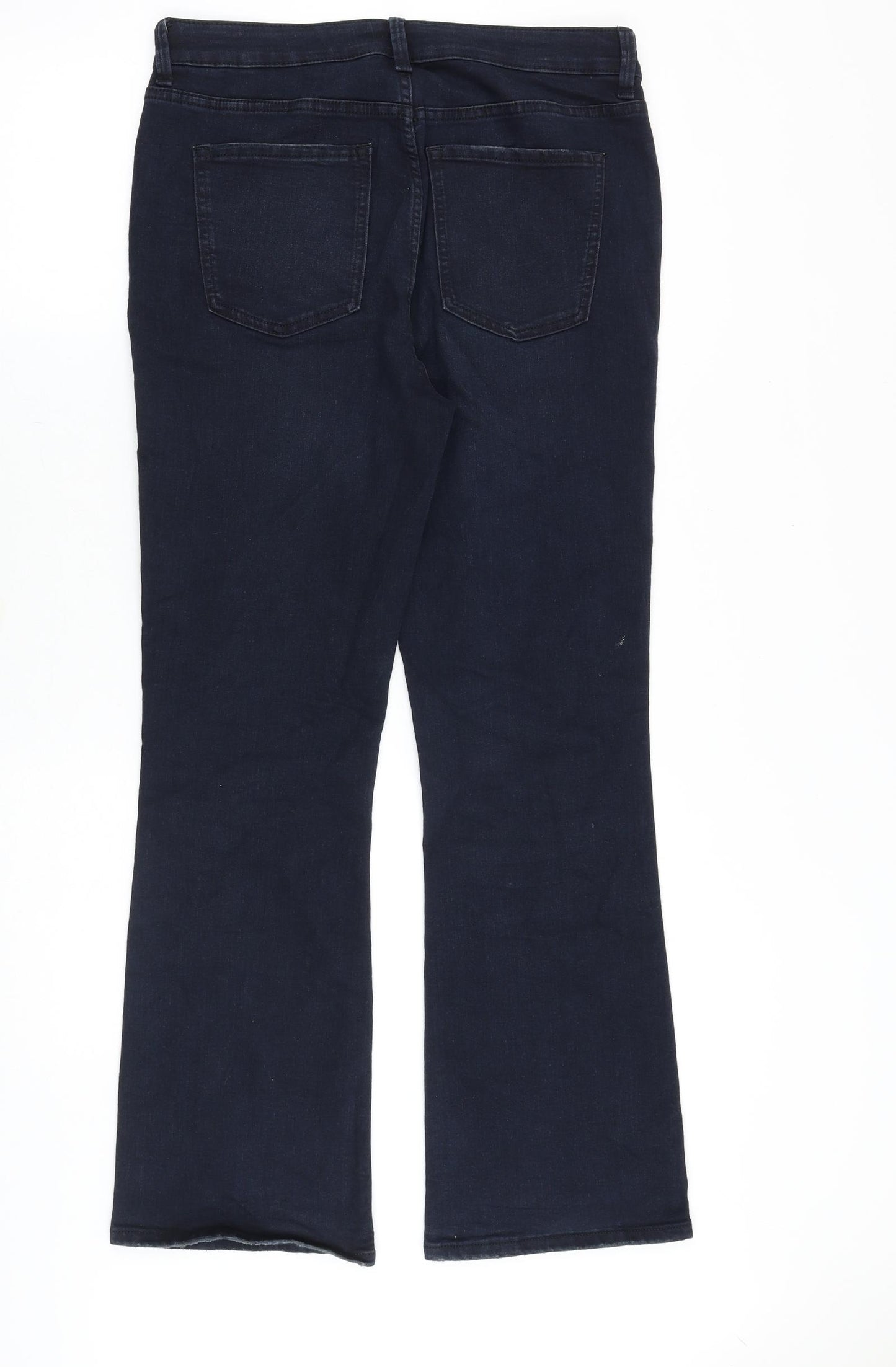 Marks and Spencer Womens Blue Cotton Bootcut Jeans Size 12 Regular Zip