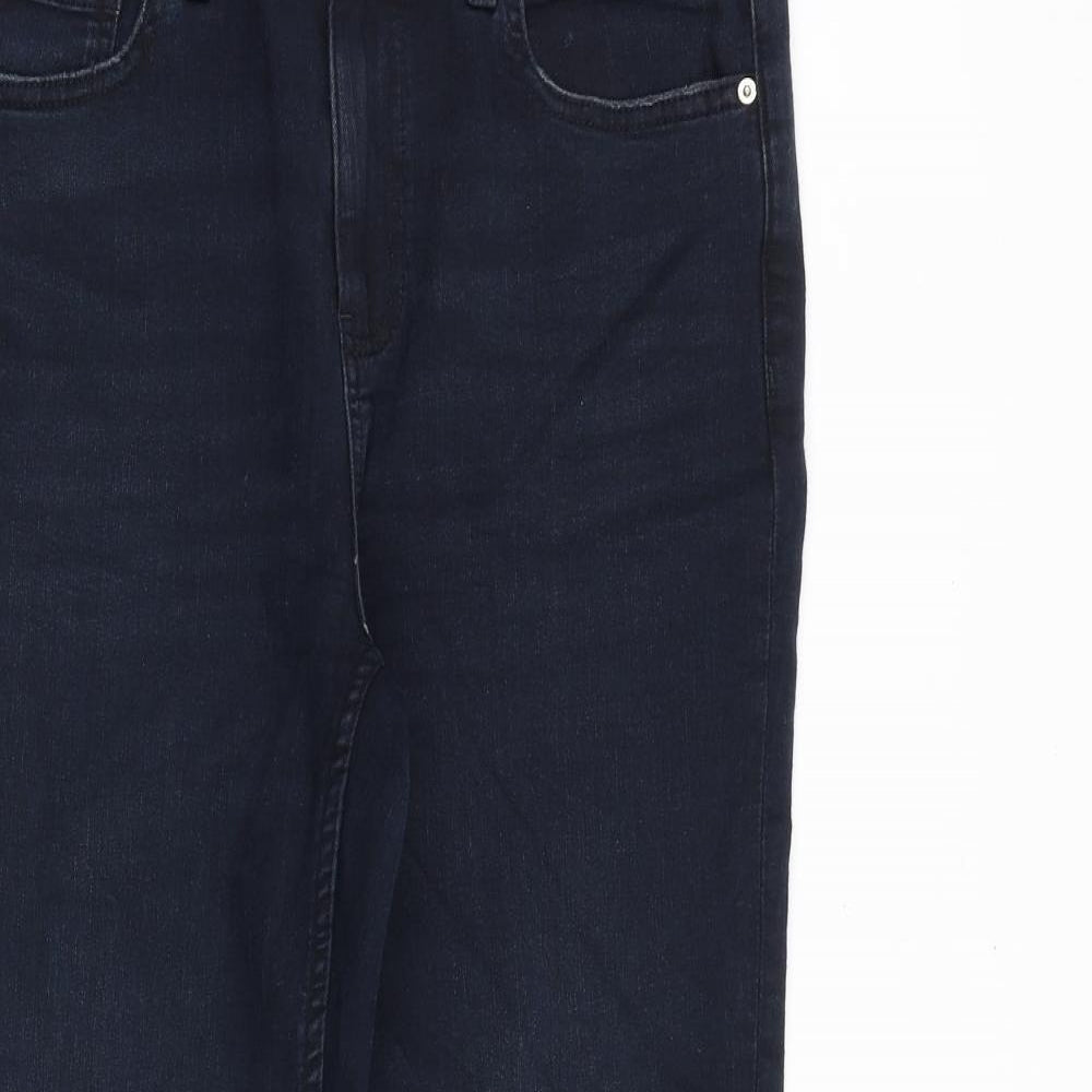 Marks and Spencer Womens Blue Cotton Bootcut Jeans Size 12 Regular Zip