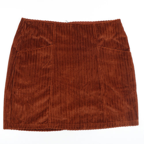 George Womens Orange Cotton A-Line Skirt Size 36 in Zip