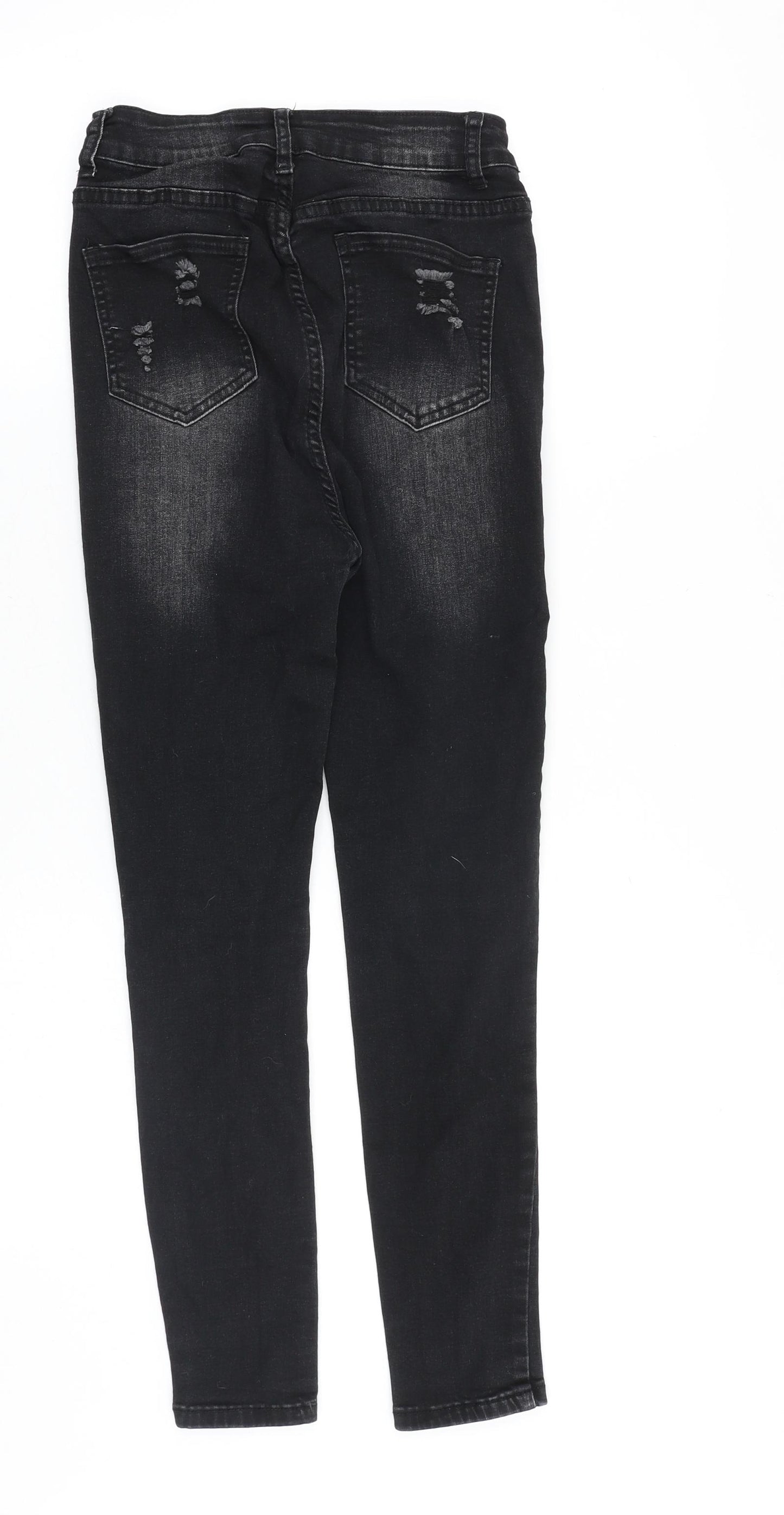 Preworn Womens Black Cotton Skinny Jeans Size 24 in Slim Zip