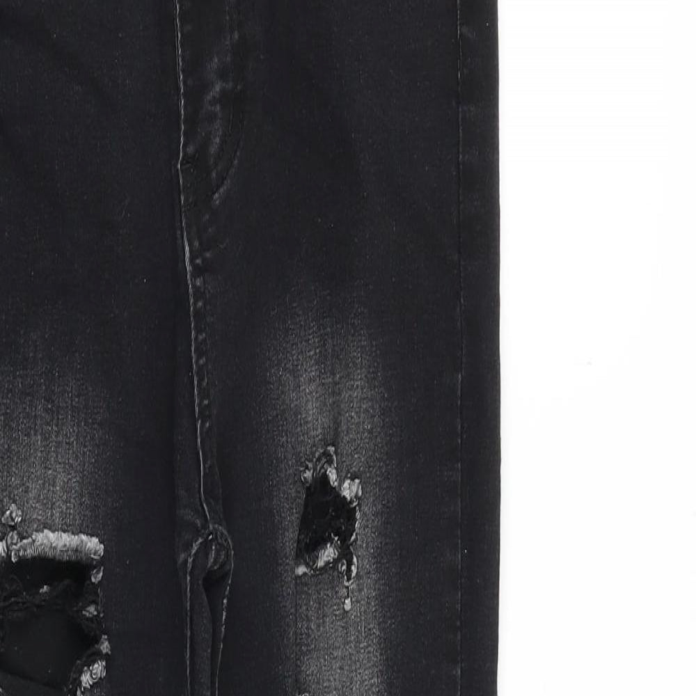 Preworn Womens Black Cotton Skinny Jeans Size 24 in Slim Zip