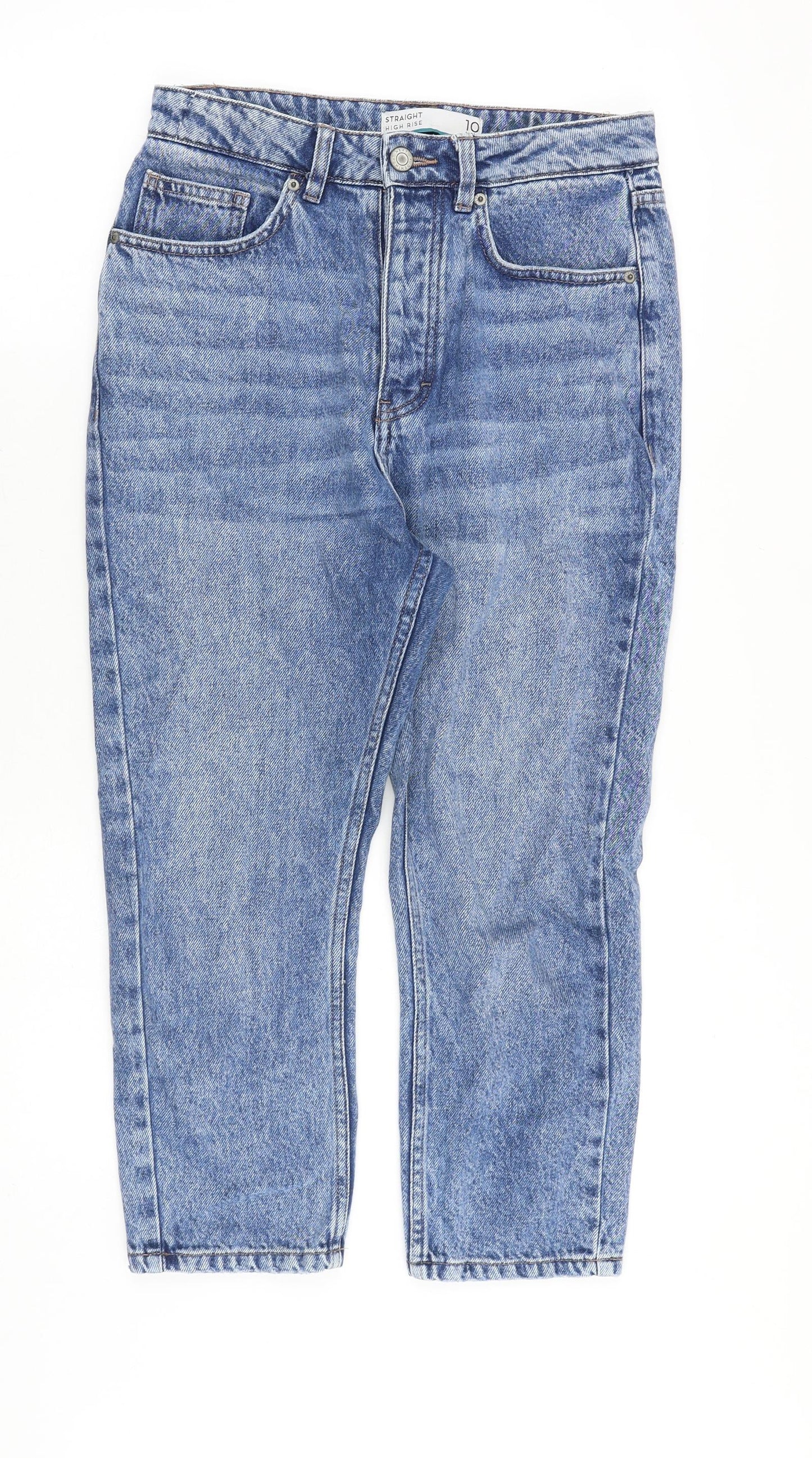 NEXT Womens Blue Cotton Straight Jeans Size 10 Regular Zip
