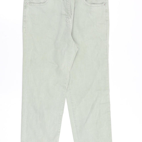 NEXT Womens Green Cotton Straight Jeans Size 12 Regular Zip