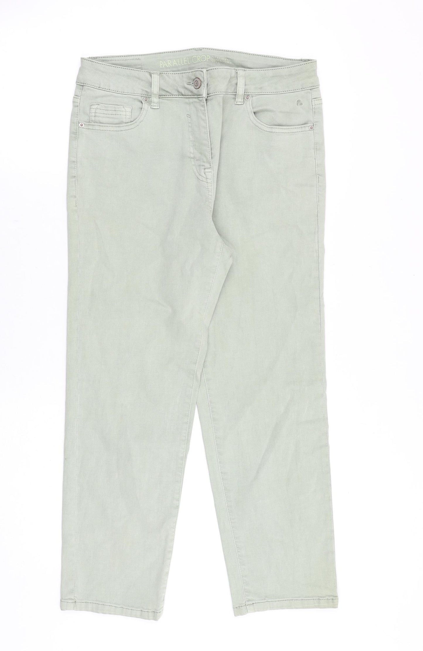 NEXT Womens Green Cotton Straight Jeans Size 12 Regular Zip