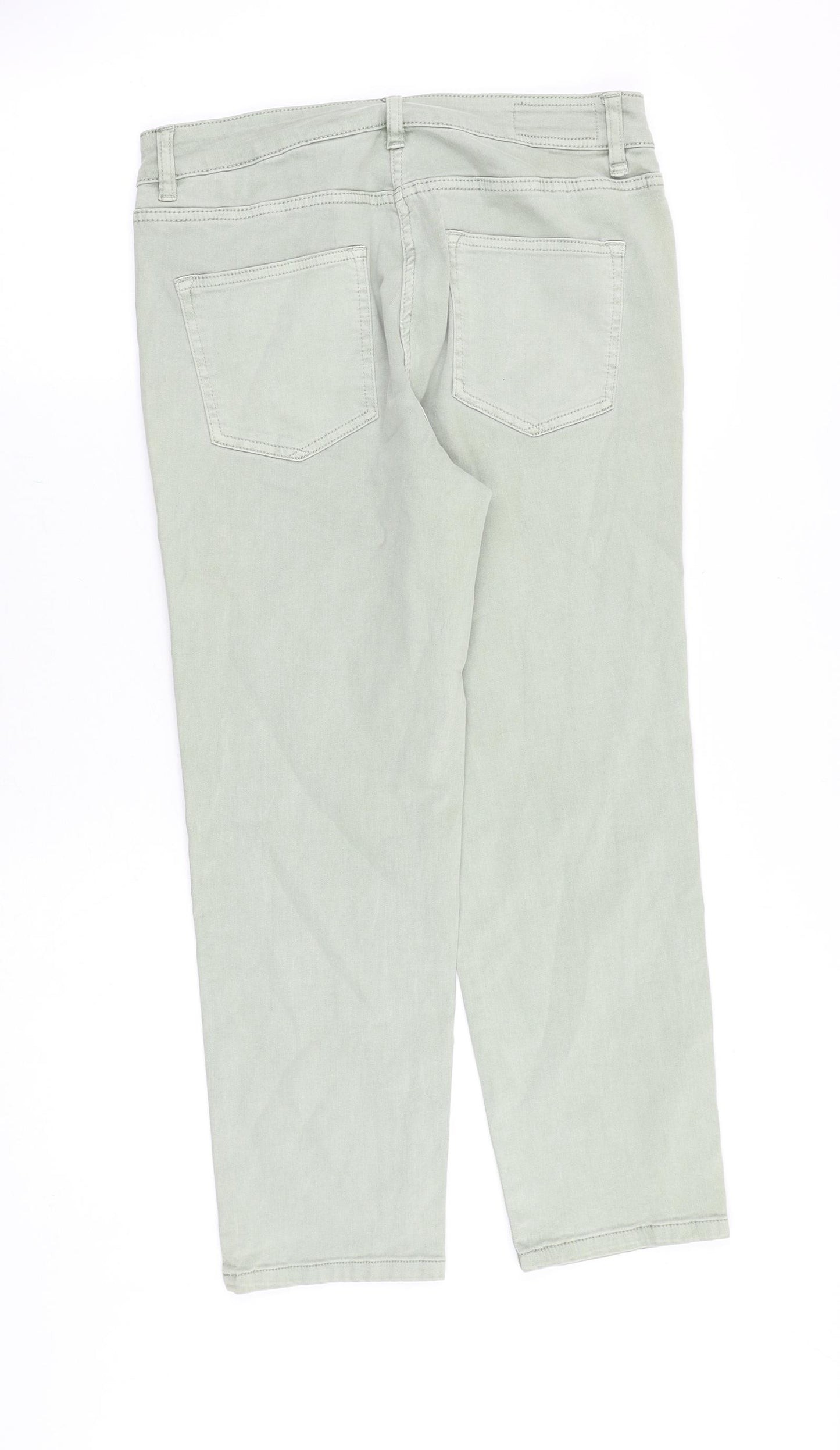 NEXT Womens Green Cotton Straight Jeans Size 12 Regular Zip