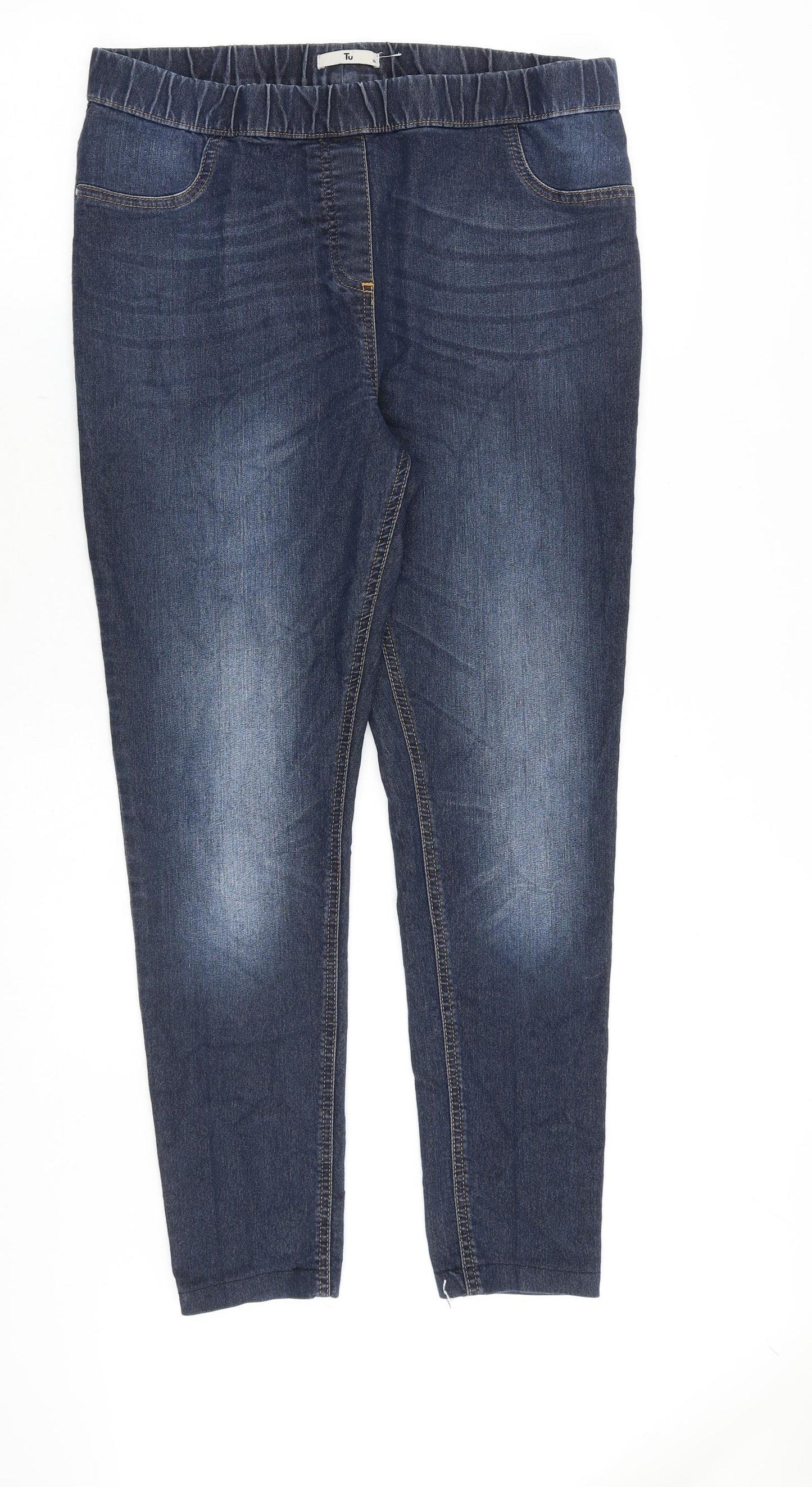 TU Womens Blue Cotton Jegging Jeans Size 16 Slim