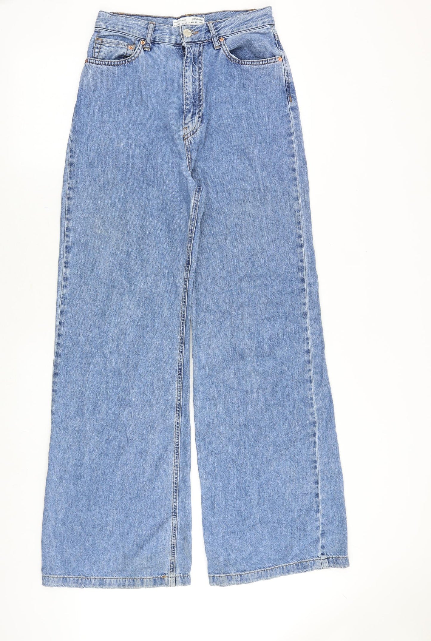Stradivarius Womens Blue Cotton Straight Jeans Size 10 Regular Zip