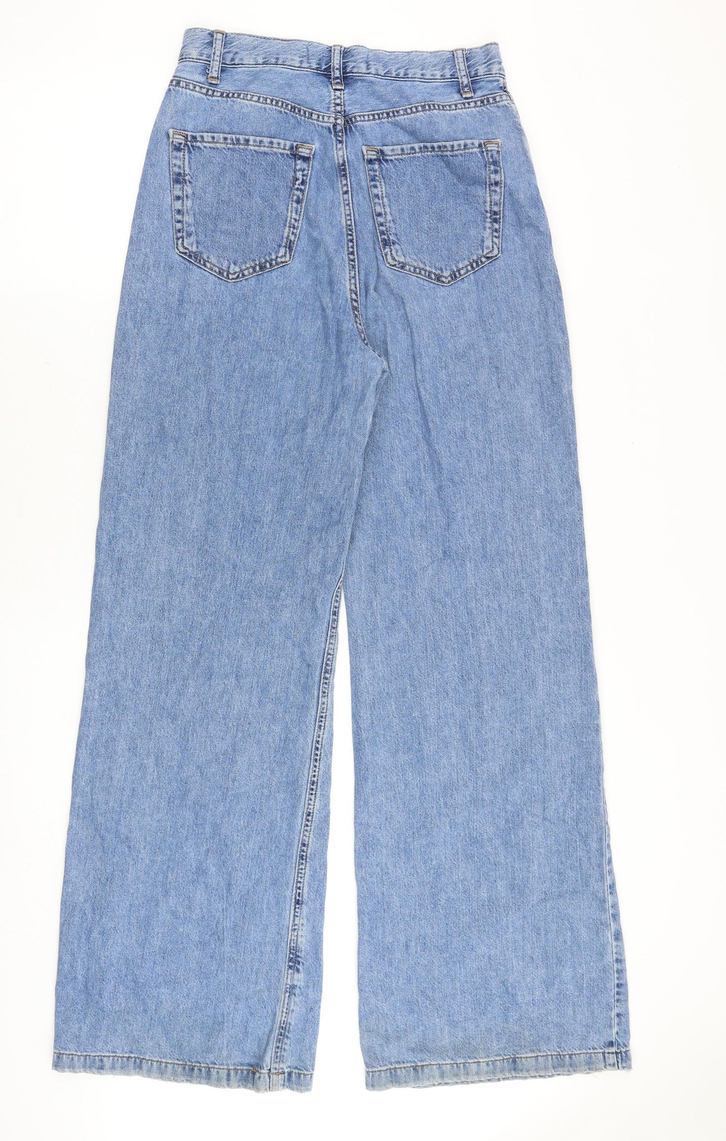 Stradivarius Womens Blue Cotton Straight Jeans Size 10 Regular Zip