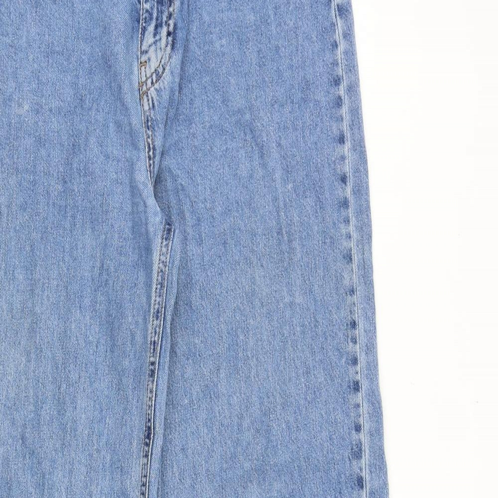 Stradivarius Womens Blue Cotton Straight Jeans Size 10 Regular Zip