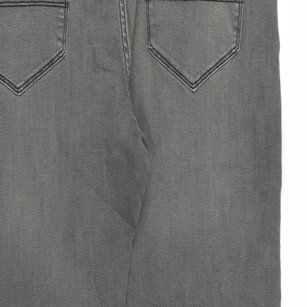 Marks and Spencer Mens Grey Cotton Straight Jeans Size 36 in Regular Button