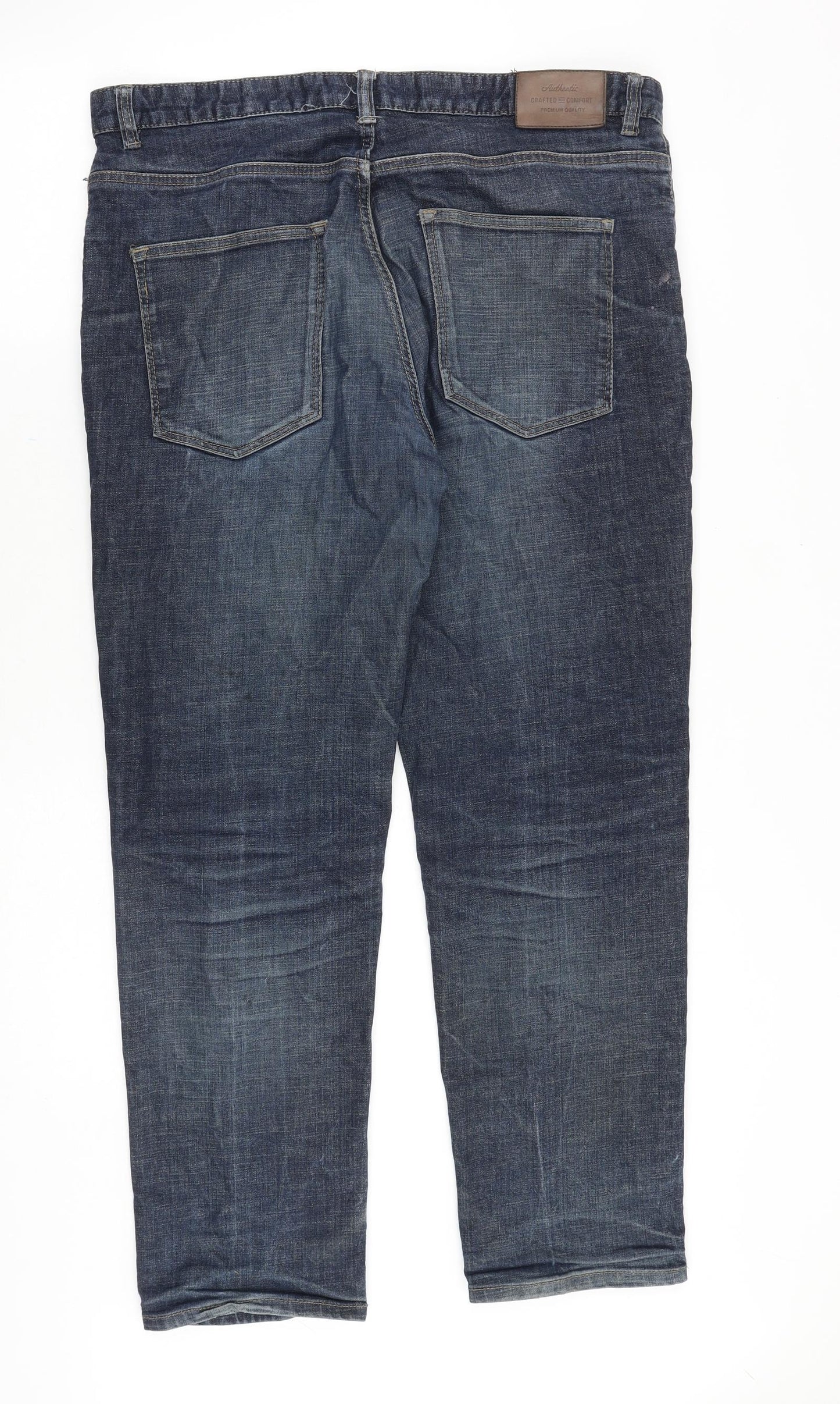 TU Mens Blue Cotton Straight Jeans Size 38 in Regular Zip