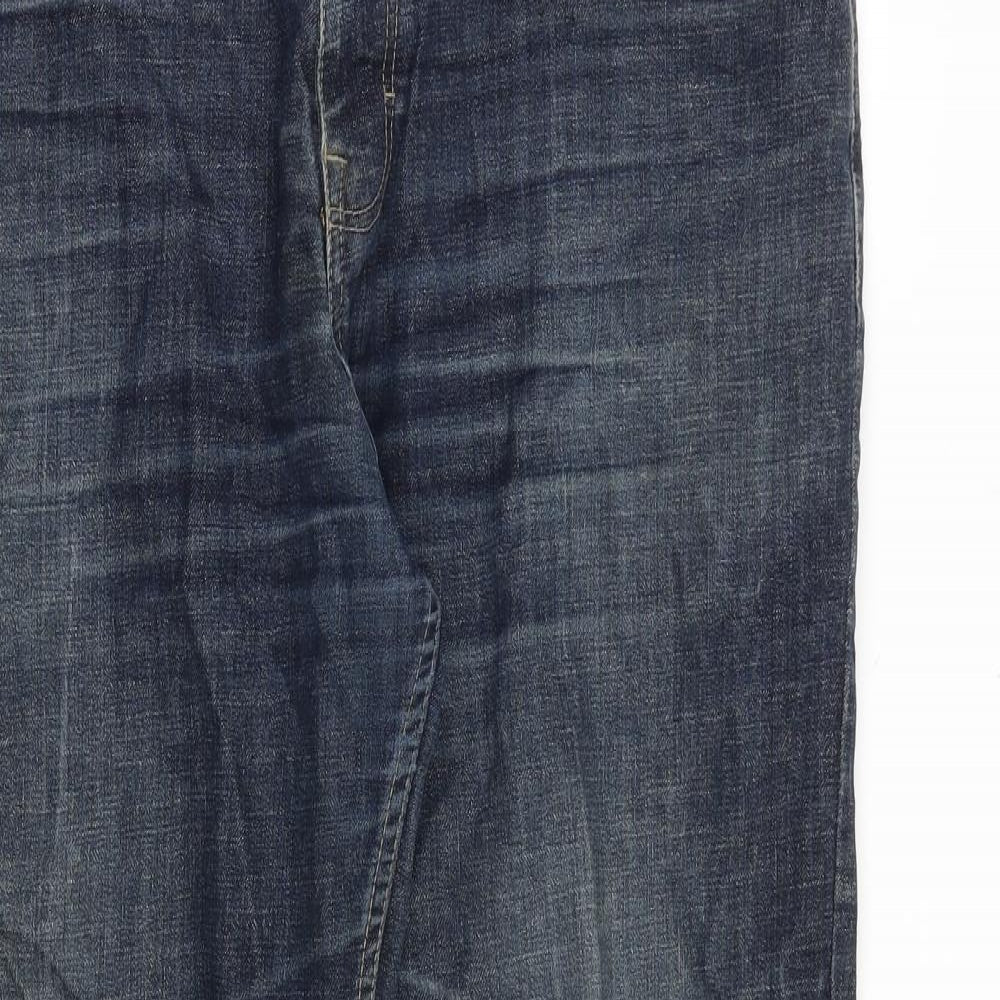 TU Mens Blue Cotton Straight Jeans Size 38 in Regular Zip