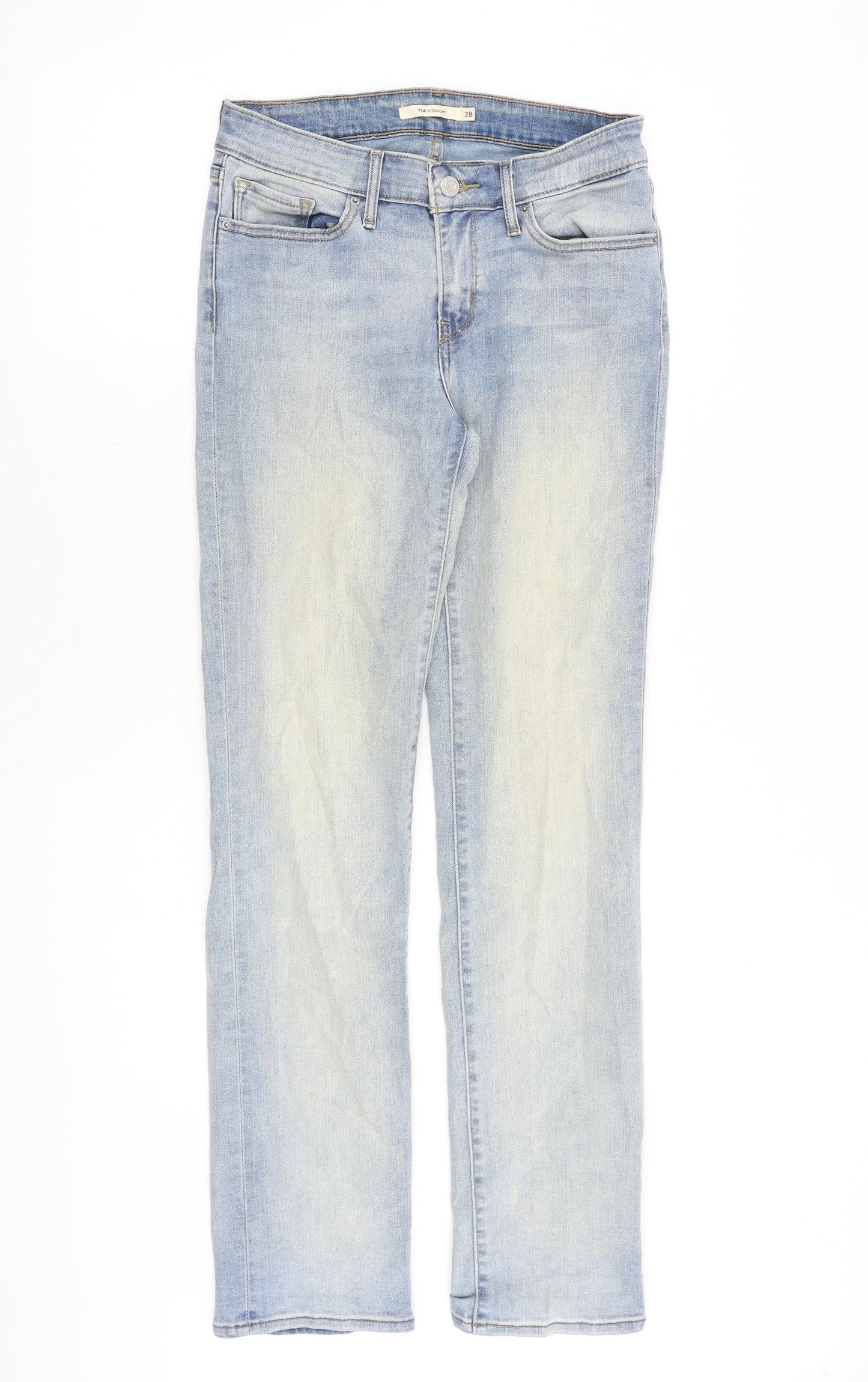 Levi's Womens Blue Cotton Straight Jeans Size 28 in Regular Zip