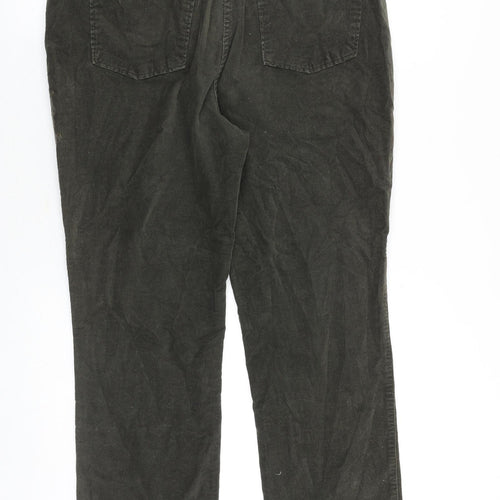 Marks and Spencer Womens Green Cotton Trousers Size 14 Regular Zip