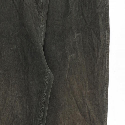 Marks and Spencer Womens Green Cotton Trousers Size 14 Regular Zip