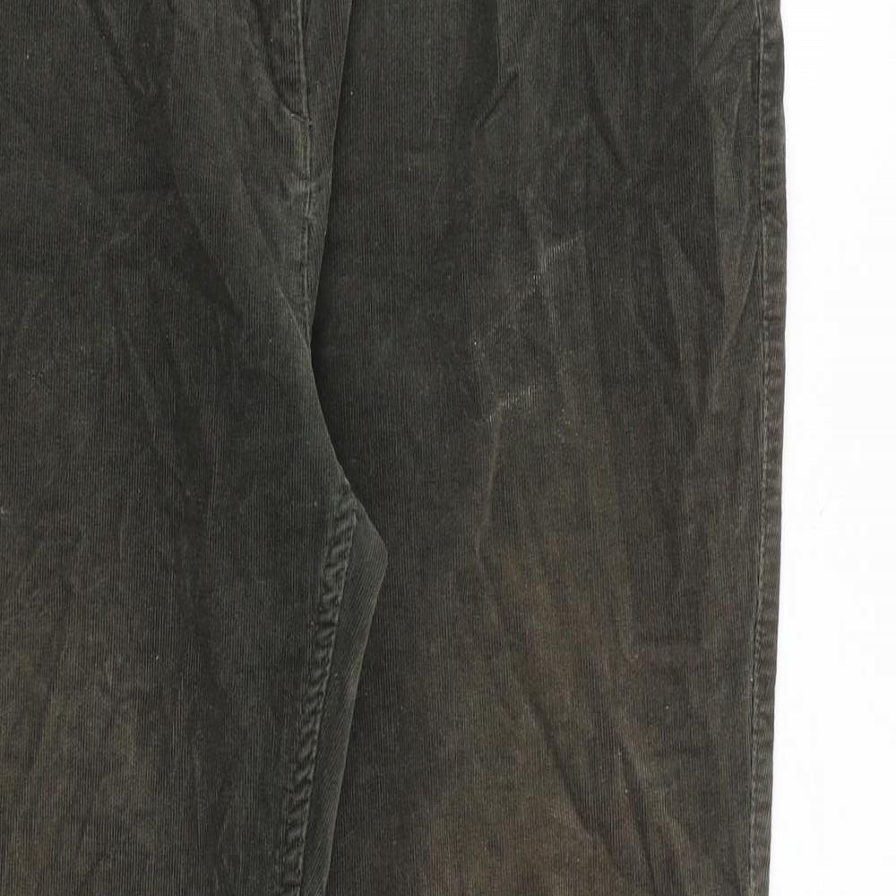 Marks and Spencer Womens Green Cotton Trousers Size 14 Regular Zip
