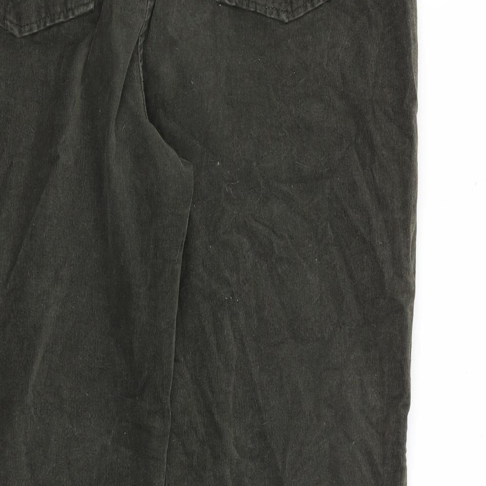 Marks and Spencer Womens Green Cotton Trousers Size 14 Regular Zip