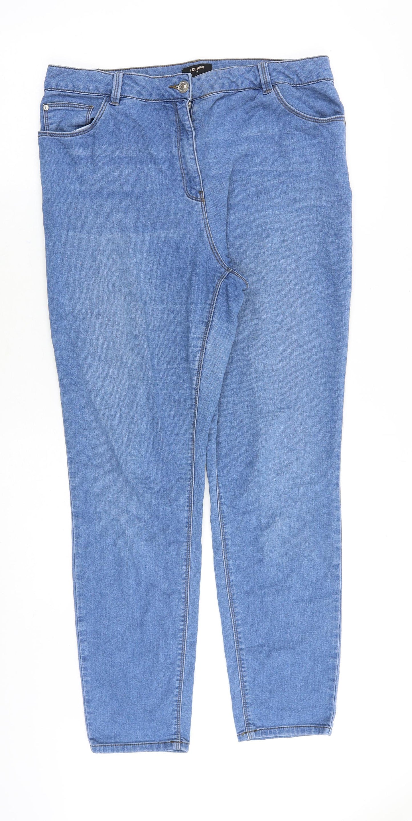 Matalan Womens Blue Cotton Skinny Jeans Size 16 Regular Zip