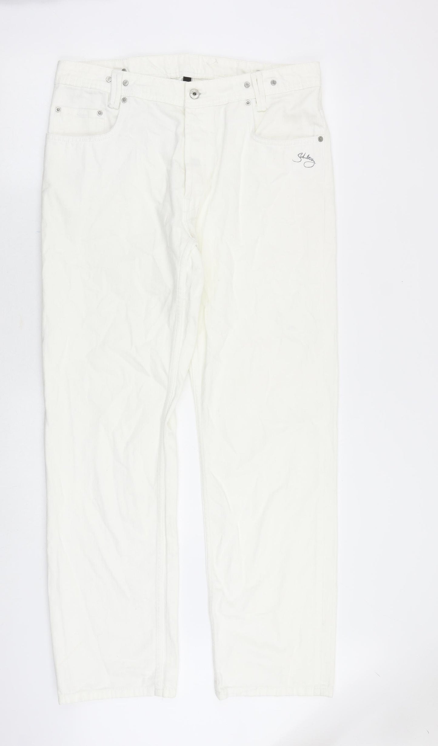 Schultz Mens White Cotton Straight Jeans Size 36 in Regular Zip