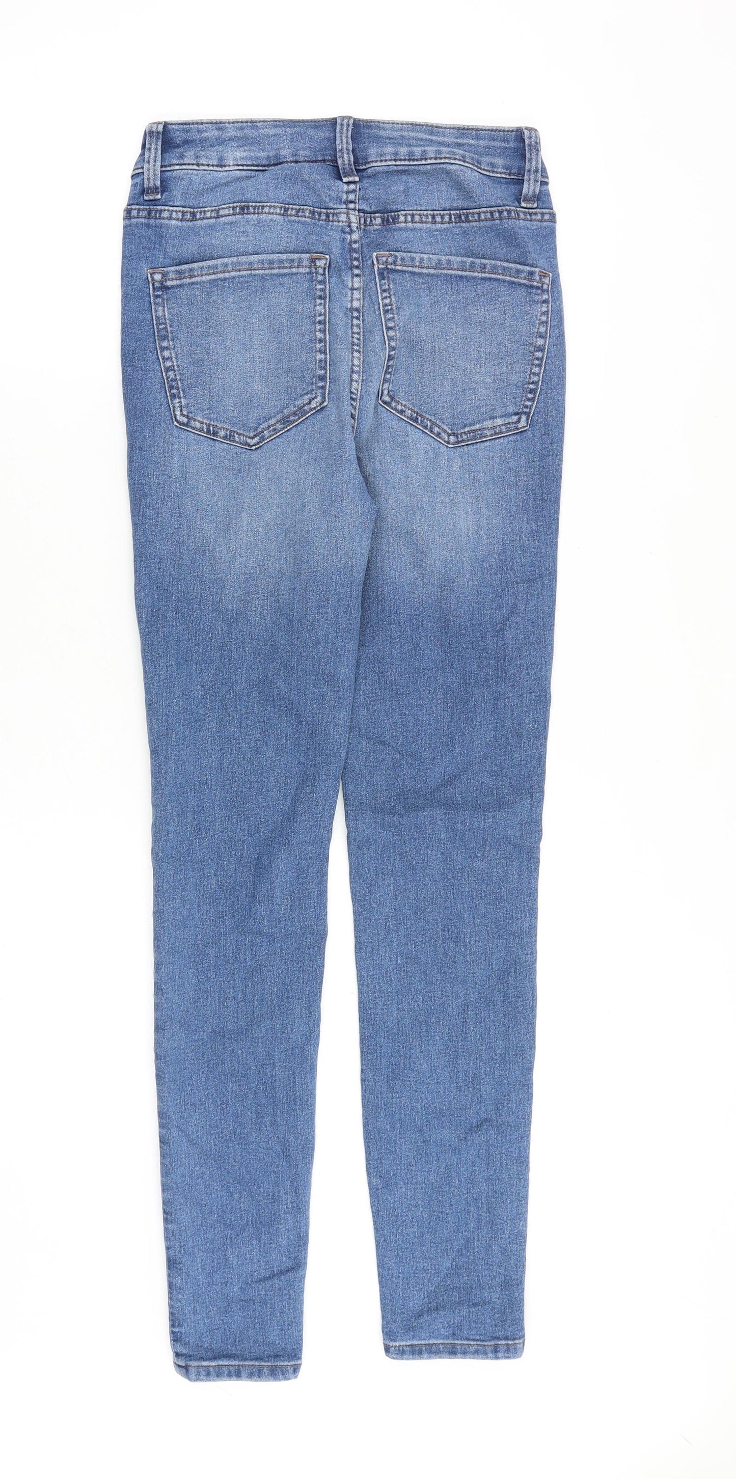Marks and Spencer Womens Blue Cotton Skinny Jeans Size 6 Slim Zip