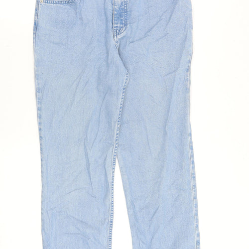 Marks and Spencer Womens Blue Cotton Straight Jeans Size 12 Regular Zip