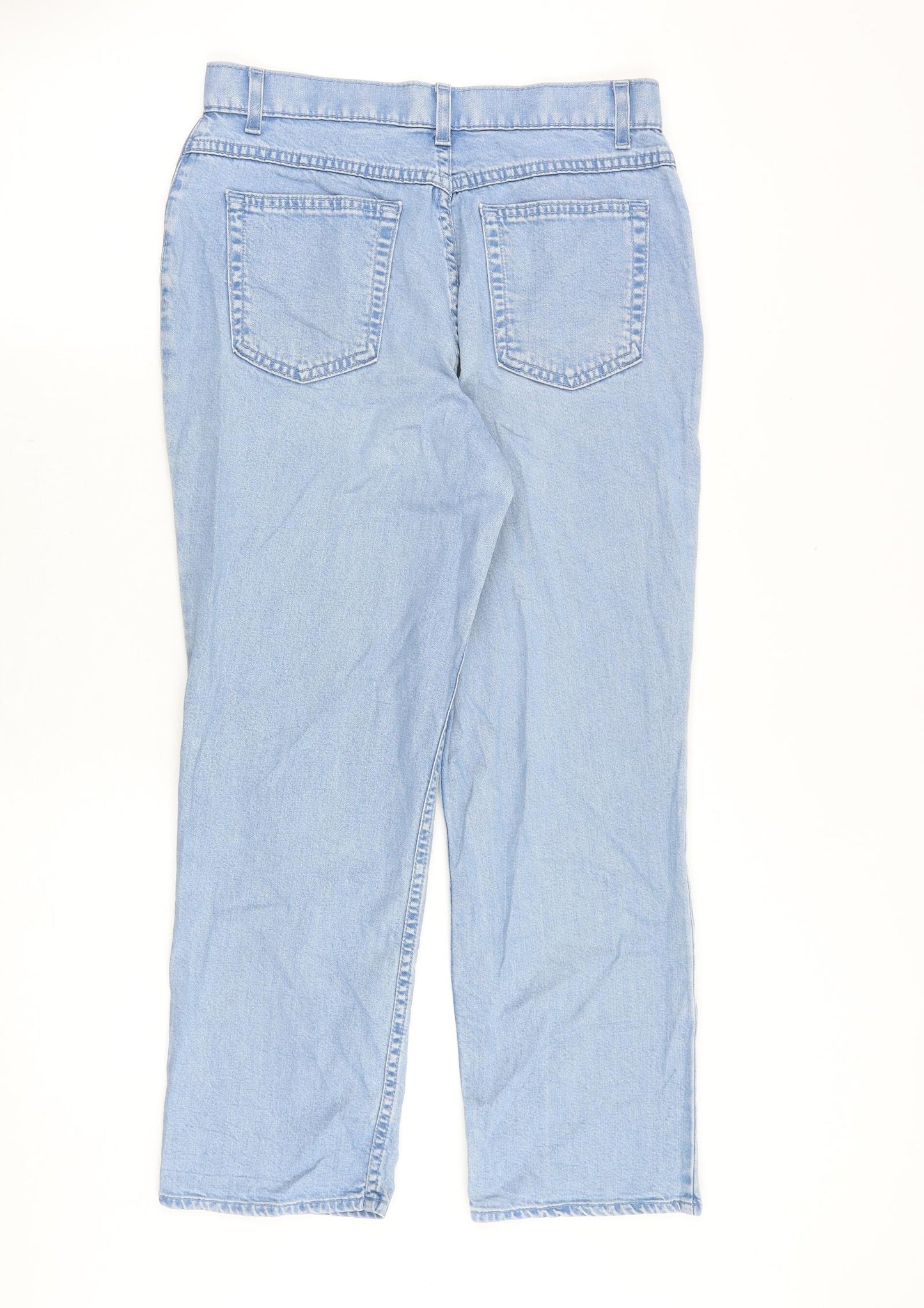 Marks and Spencer Womens Blue Cotton Straight Jeans Size 12 Regular Zip