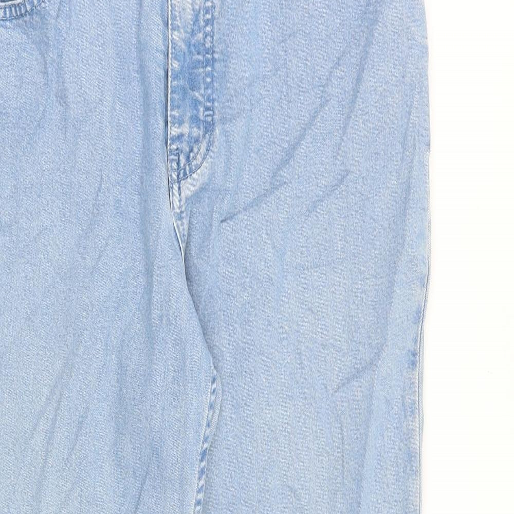 Marks and Spencer Womens Blue Cotton Straight Jeans Size 12 Regular Zip