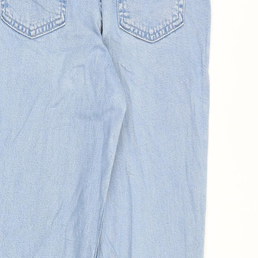 Marks and Spencer Womens Blue Cotton Straight Jeans Size 12 Regular Zip