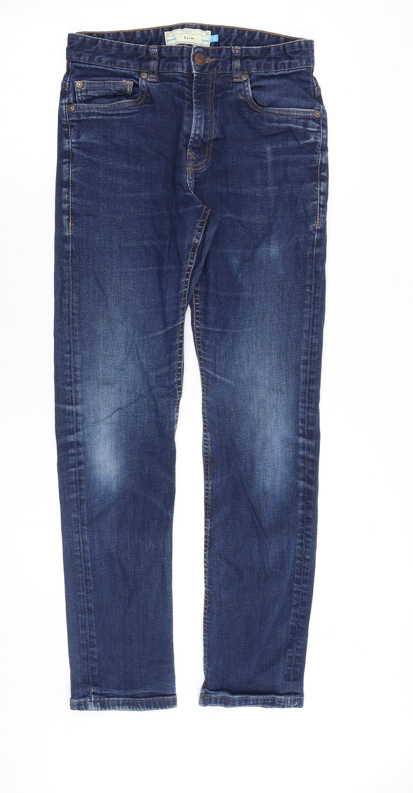 NEXT Mens Blue Cotton Straight Jeans Size 28 in Regular Zip