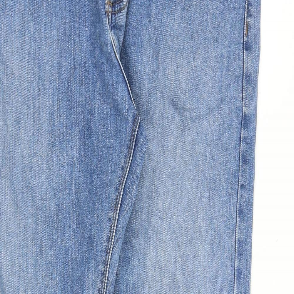Marks and Spencer Mens Blue Cotton Straight Jeans Size 32 in Slim Zip