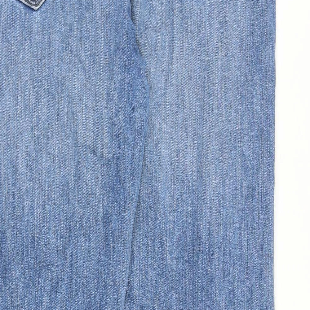 Marks and Spencer Mens Blue Cotton Straight Jeans Size 32 in Slim Zip