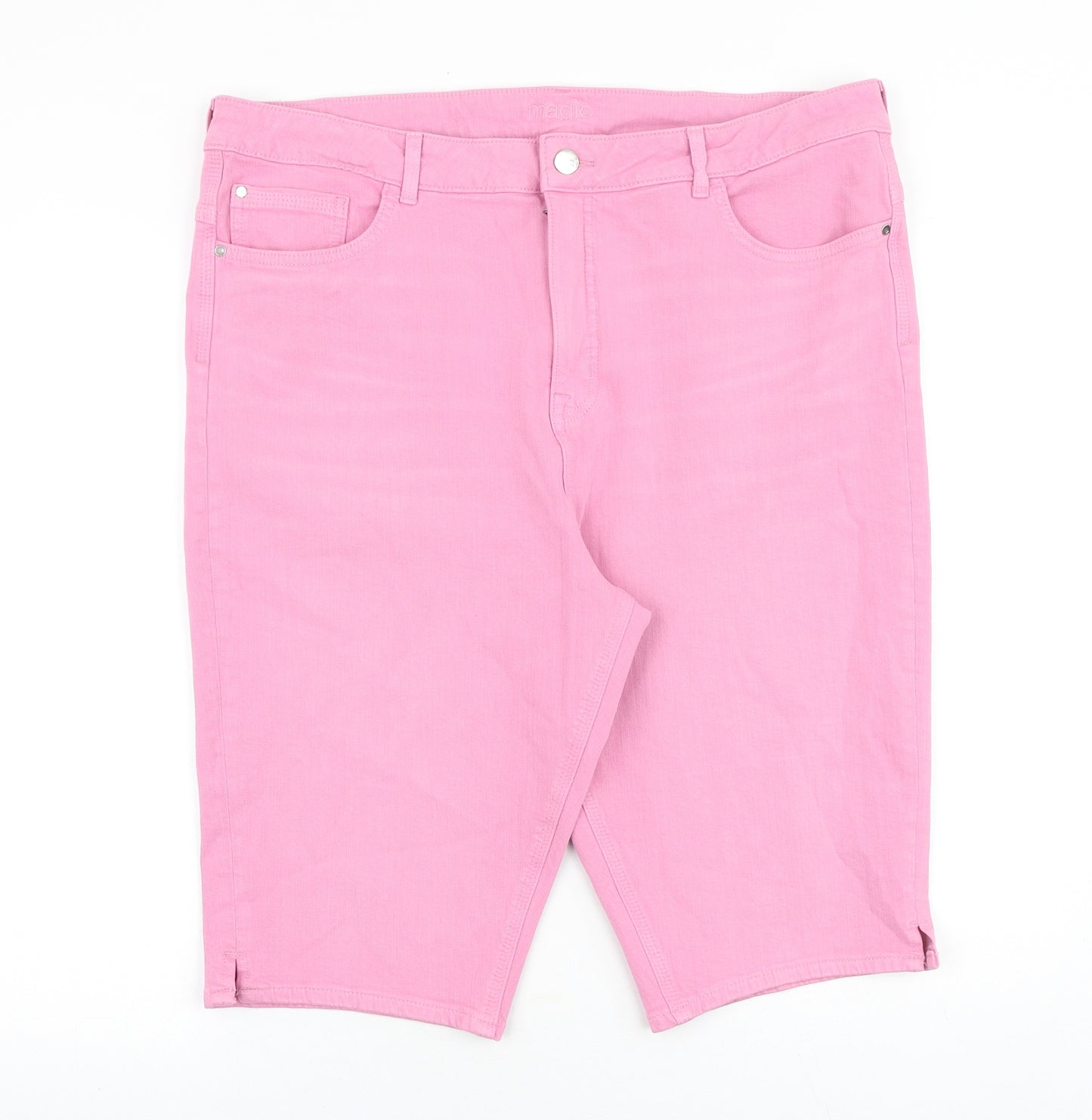 Marks and Spencer Womens Pink Cotton Skimmer Shorts Size 20 Relaxed Zip