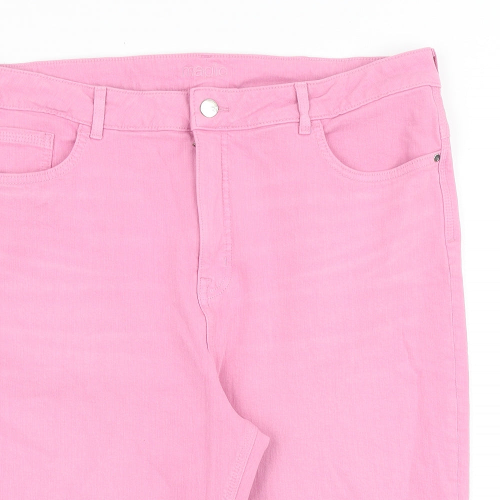 Marks and Spencer Womens Pink Cotton Skimmer Shorts Size 20 Relaxed Zip