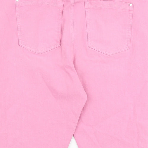 Marks and Spencer Womens Pink Cotton Skimmer Shorts Size 20 Relaxed Zip