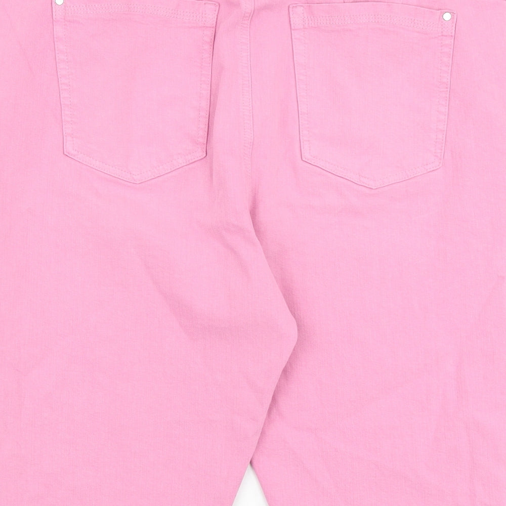 Marks and Spencer Womens Pink Cotton Skimmer Shorts Size 20 Relaxed Zip