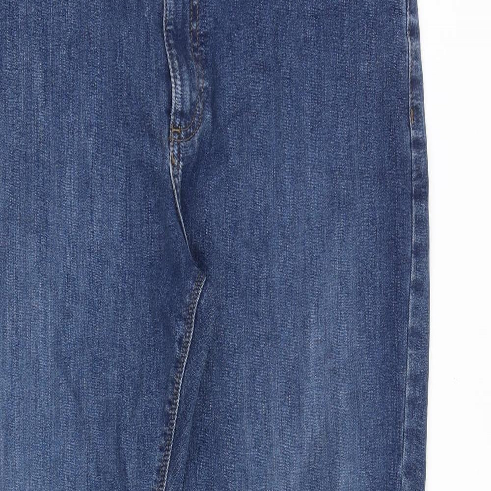 Marks and Spencer Mens Blue Cotton Tapered Jeans Size 34 in Regular Zip
