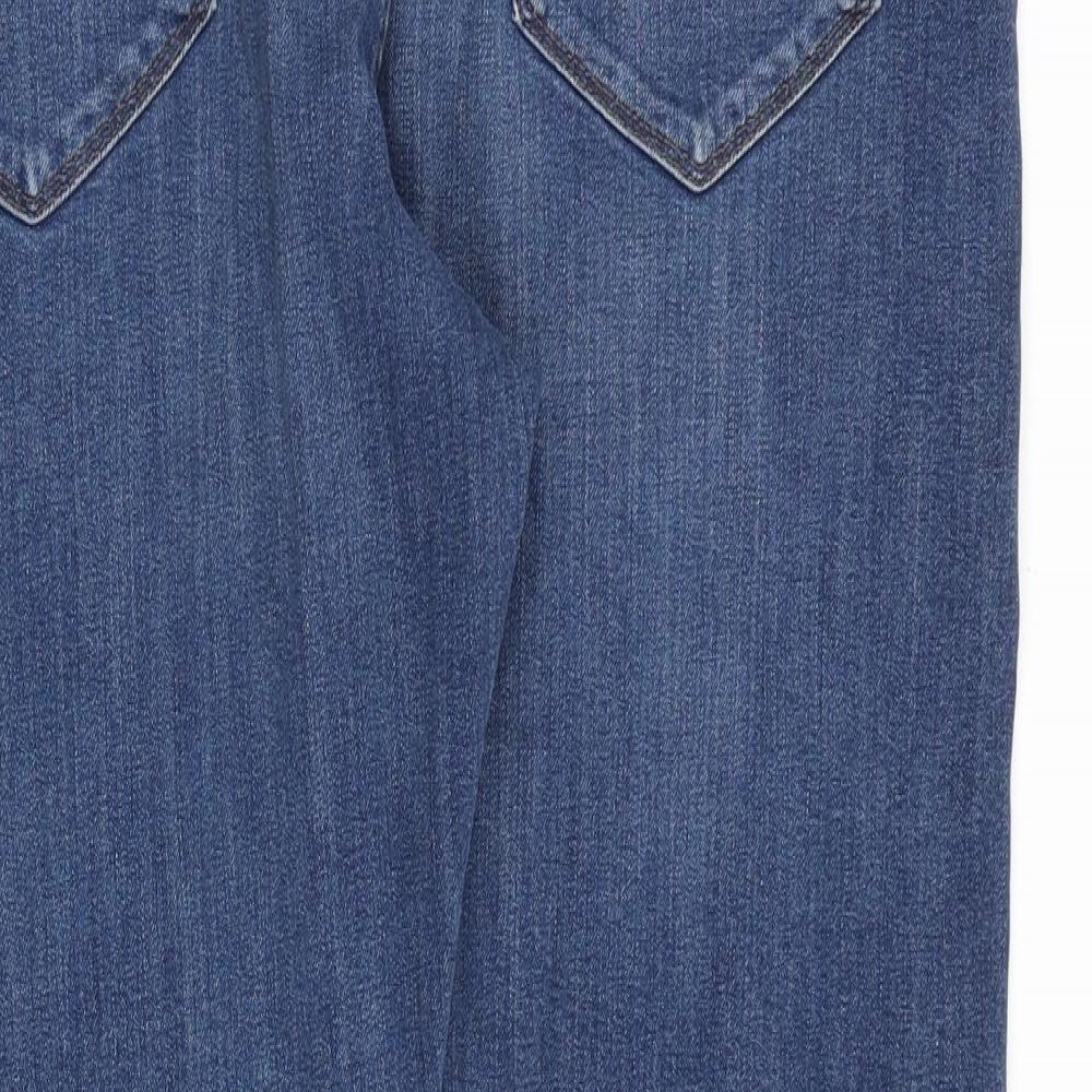 Marks and Spencer Mens Blue Cotton Tapered Jeans Size 34 in Regular Zip